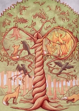 <p>Illustration of La Fontaine's crow and the fox</p>